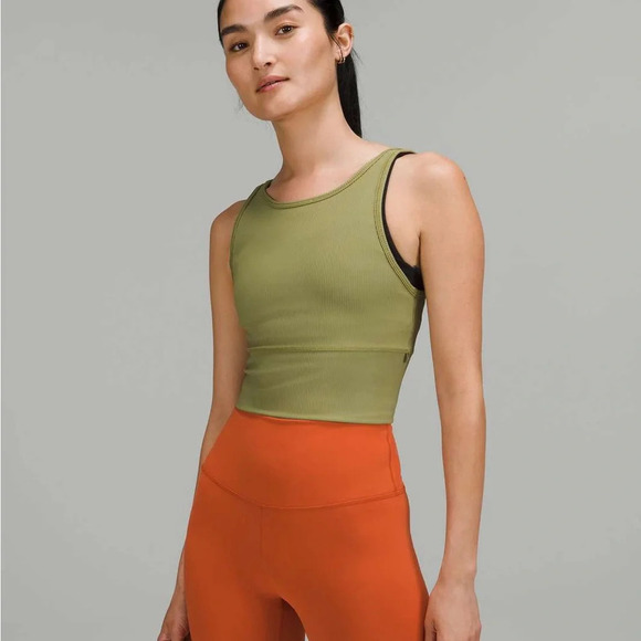 🆕💚 Lululemon Power Pivot Tank Ribbed - Bronze Green - Picture 12 of 12